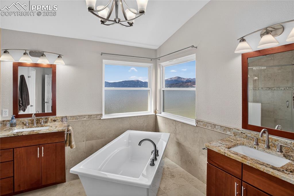 Image 17 of 30: 5-piece primary bath w/ mountain views