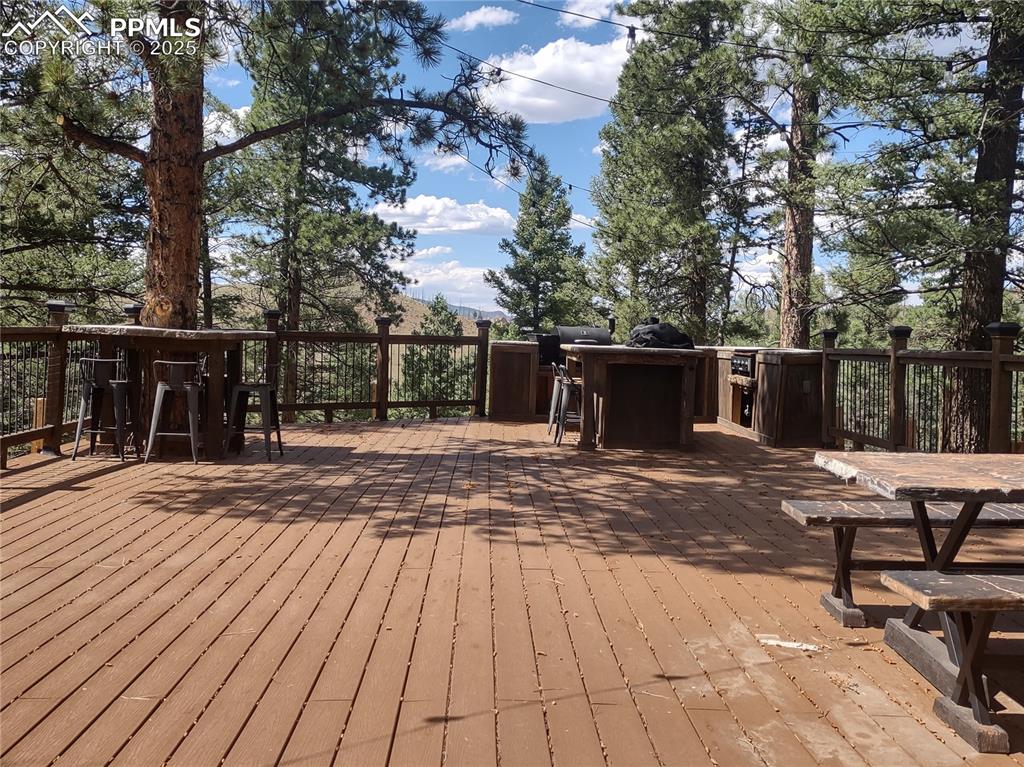 Image 12 of 50: Deck showing counter & grills