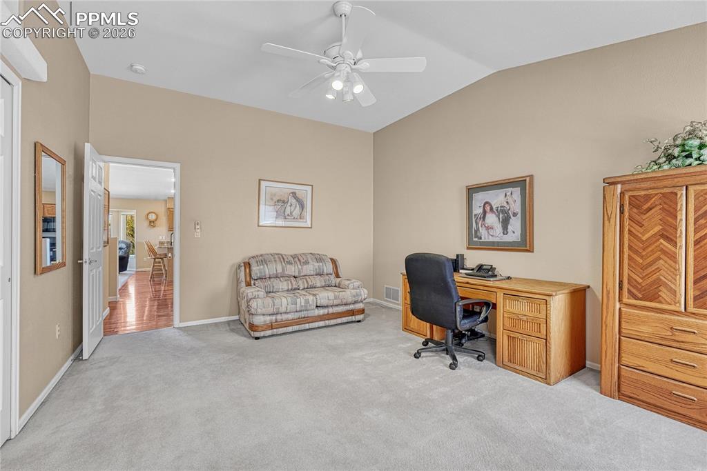 Image 27 of 50: ...with vaulted ceiling and ceiling fan. And, would make a fantastic main l