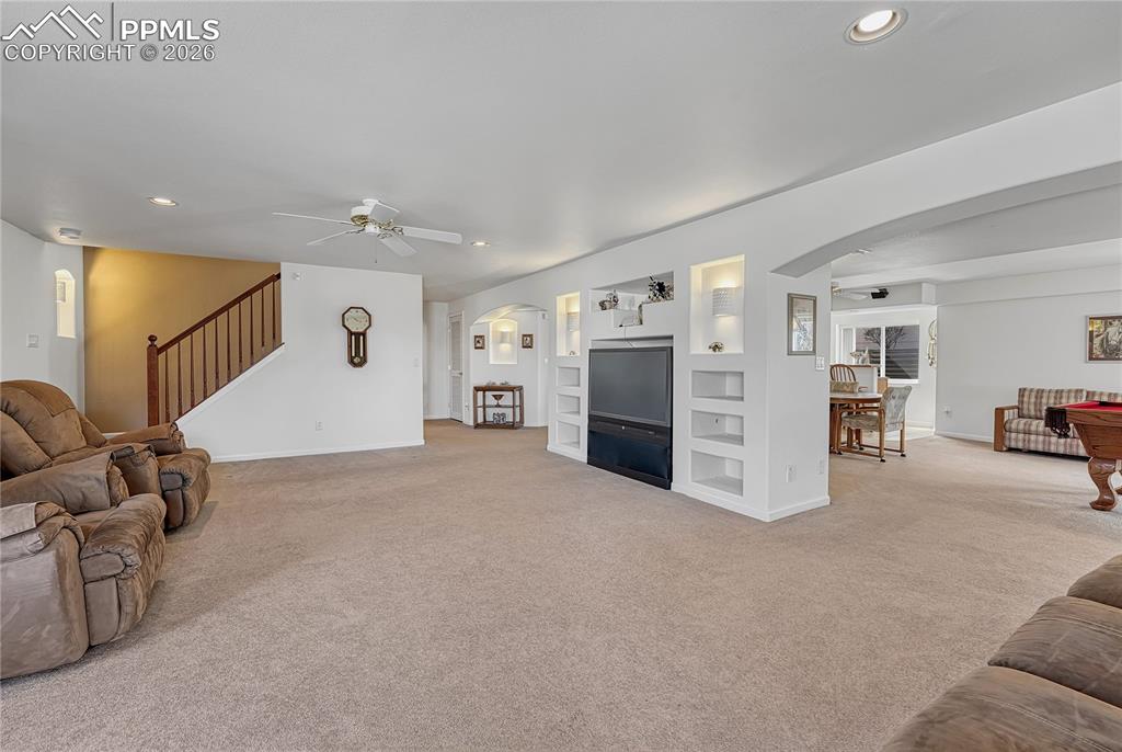 Image 34 of 50: Large finished basement.