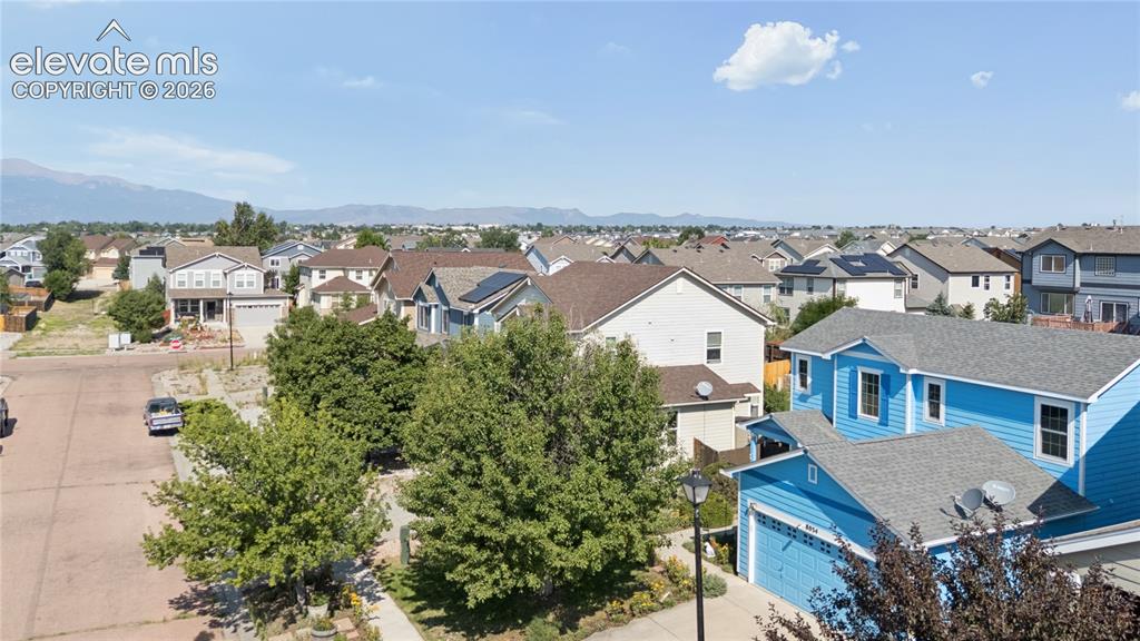 Image 31 of 35: Neighborhood overview featuring varied architectural styles and mature tree