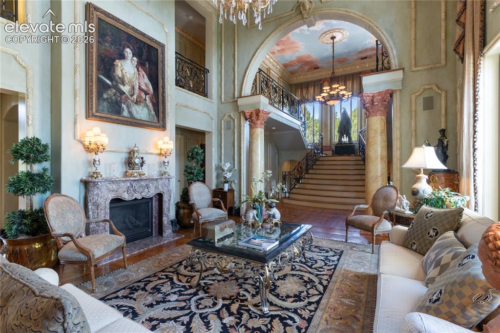 Image 16 of 37: Marble fireplace