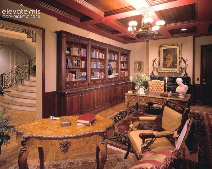 Image 24 of 37: Paneled library w/ mahogany cabinetry
