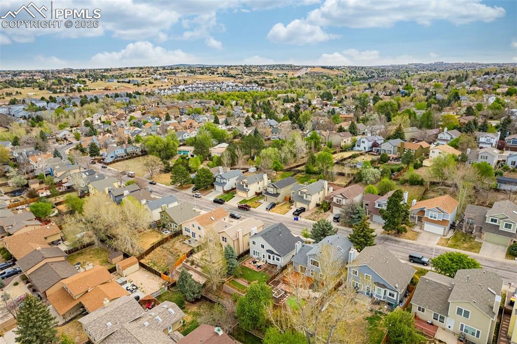Image 35 of 41: Aerial perspective showcasing a residential neighborhood with varied archit