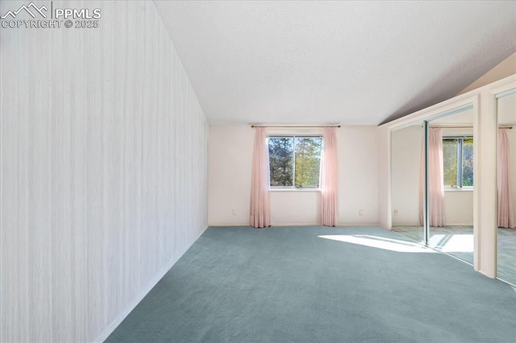 Image 21 of 38: Unfurnished bedroom featuring a closet, carpet, and a textured ceiling