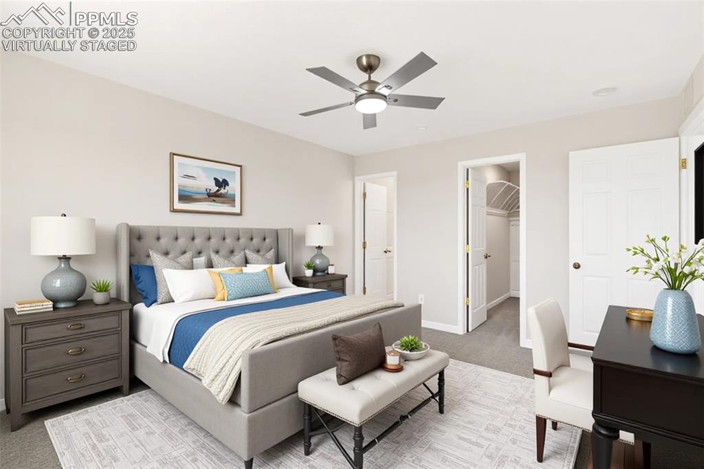 Image 33 of 50: Virtually Staged primary bedroom.