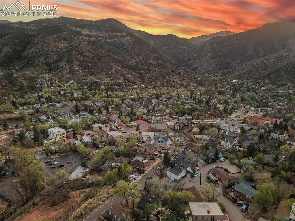Image 31 of 35: aerial view to west/ downtown Manitou