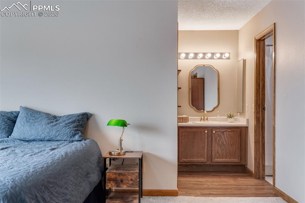Image 23 of 34: Primary bedroom with bathroom vanity area