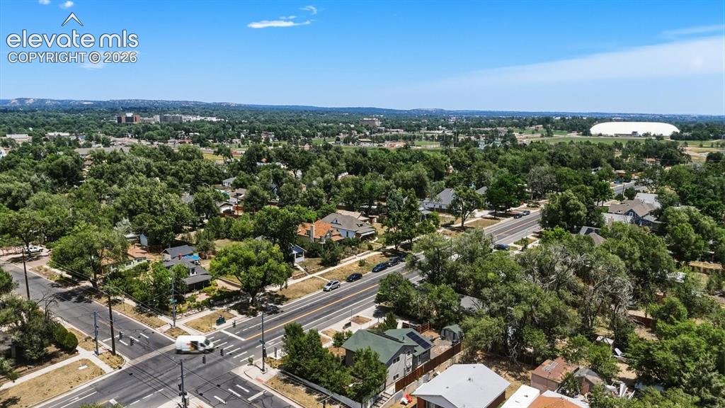 Image 44 of 48: Aerial view of the quiet, peaceful neighborhood.