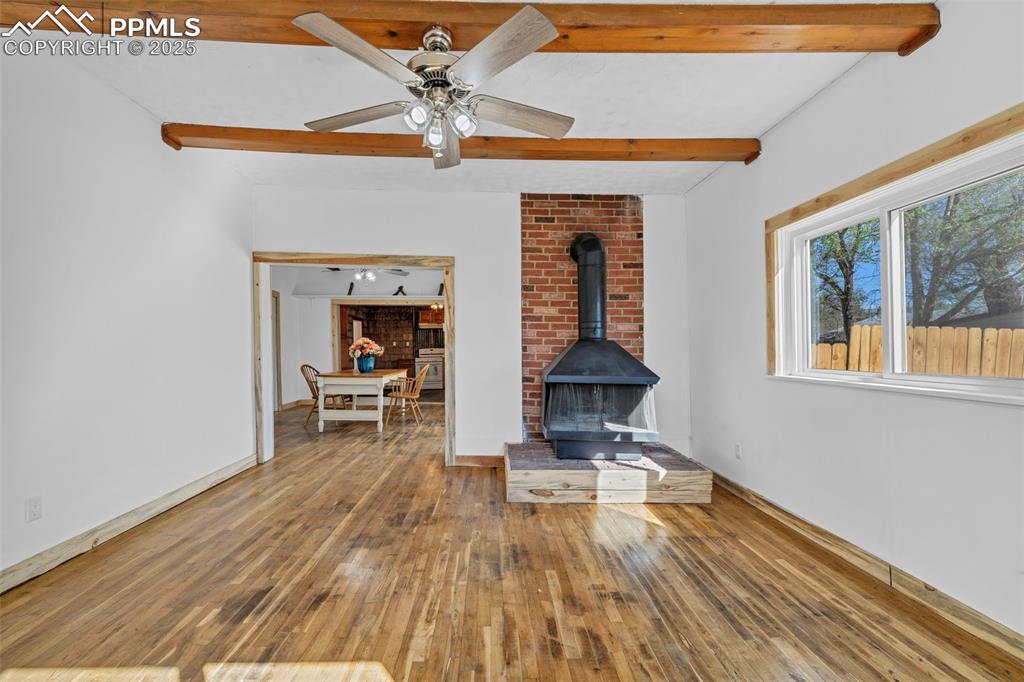 Image 3 of 34: Woodburning Fireplace