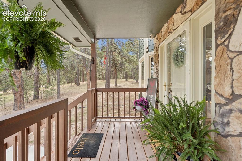 Image 7 of 50: Covered Front Porch Overlooking Yard & Open Space