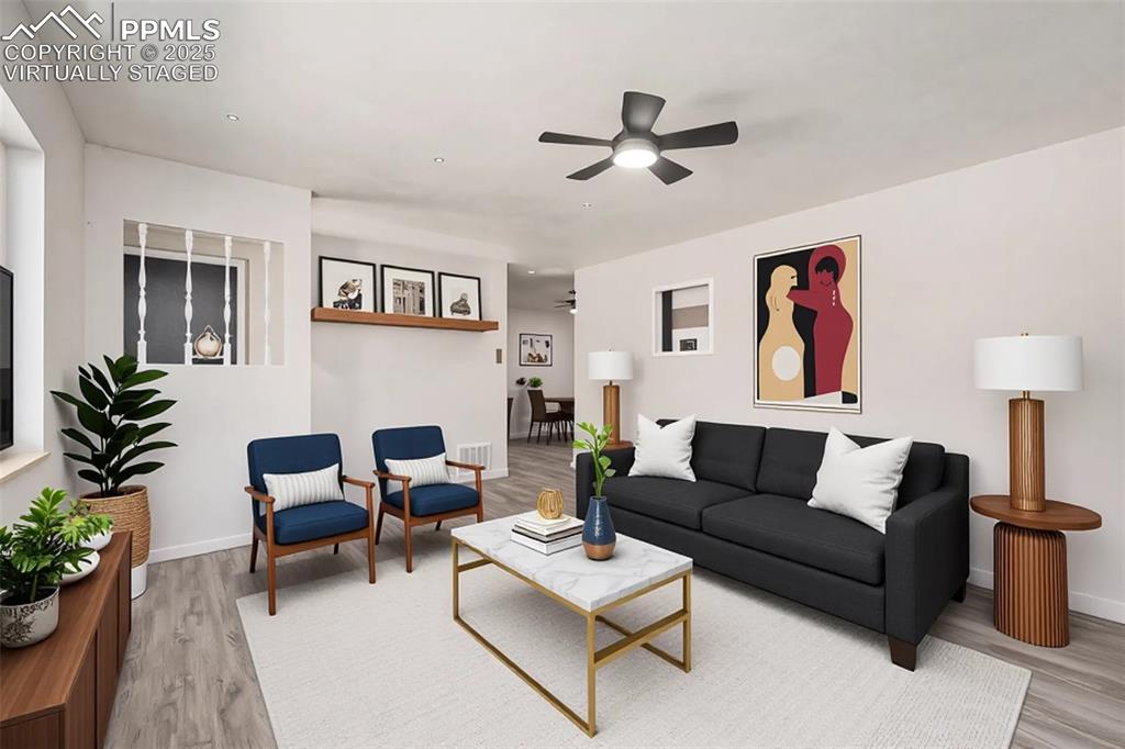Image 7 of 35: Living room, virtually staged.