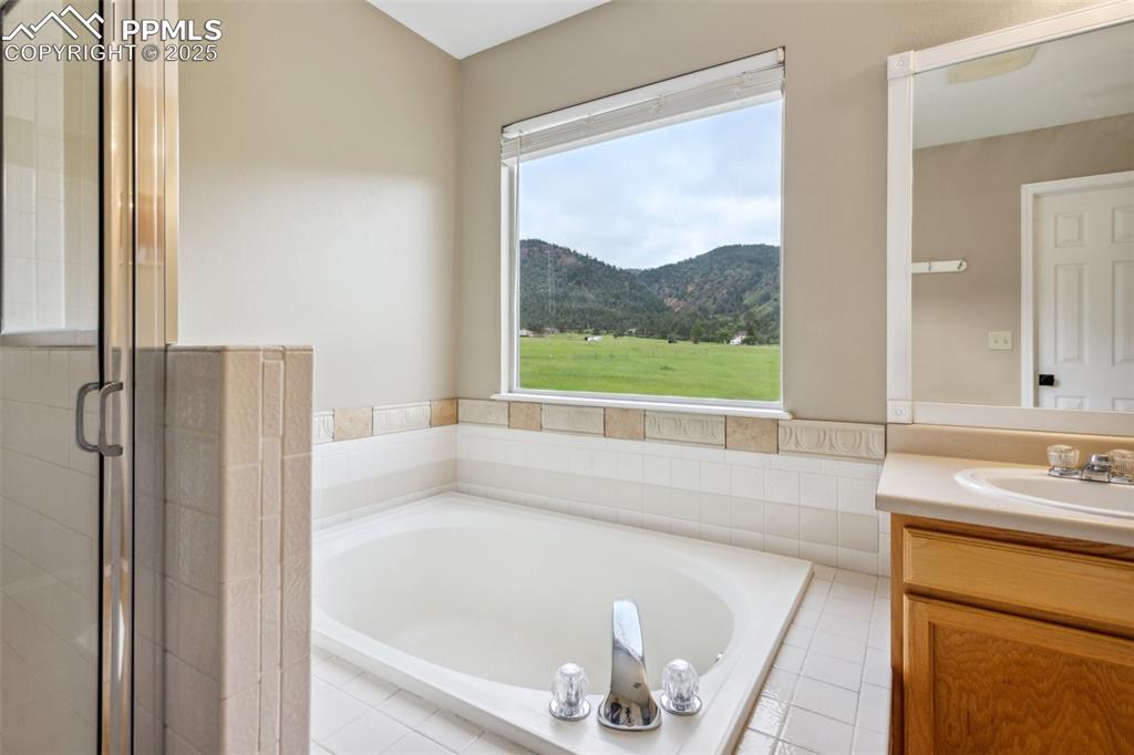 Image 18 of 37: Primary suite, 5 piece bathroom and walk-in closet