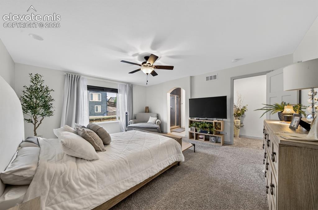 Image 27 of 50: New carpet, Oversized room, ceiling fan, adjoining bath, oversized walk-in