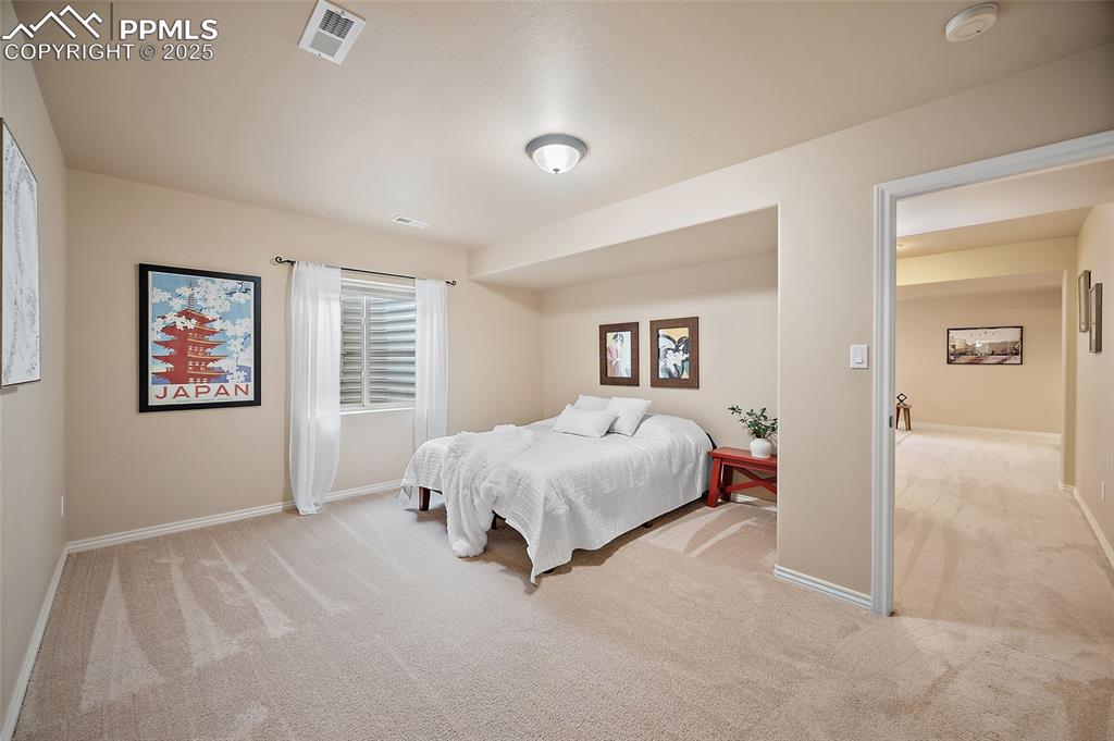 Image 40 of 50: Lower level bedroom with newer carpet.