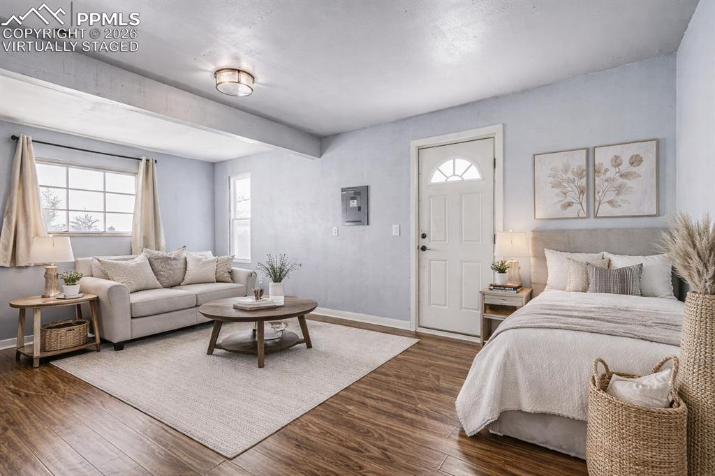 Image 5 of 41: Virtually Staged Studio with private entrance on side of house.