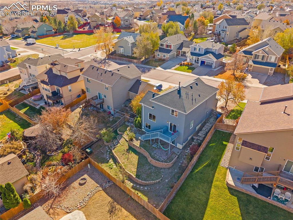 Image 37 of 47: Aerial view of the back of the house
