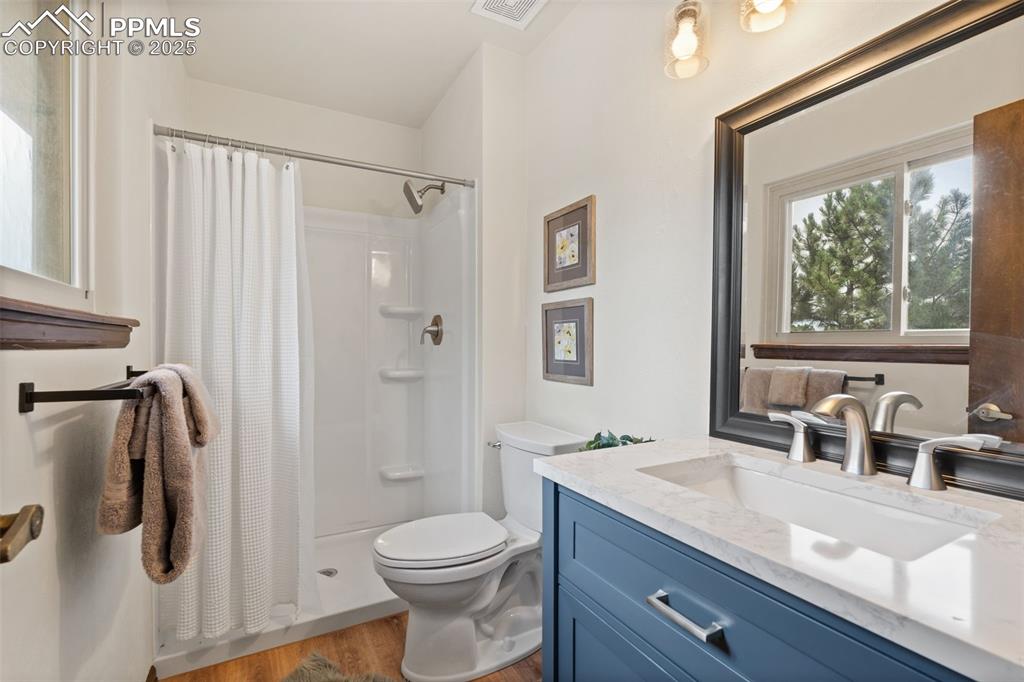 Image 26 of 32: New vanity, shower