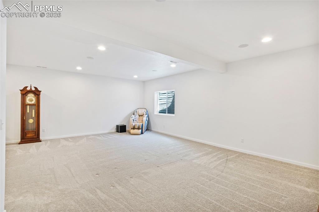Image 28 of 44: Huge basement with a large unfinished are great for storage!