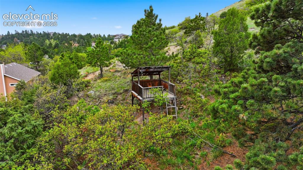Image 44 of 49: Play structure on hillside behind the home