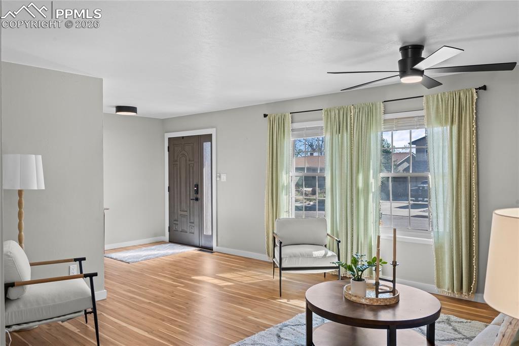 Image 11 of 50: Expansive open-concept living area bathed in natural light, featuring conte