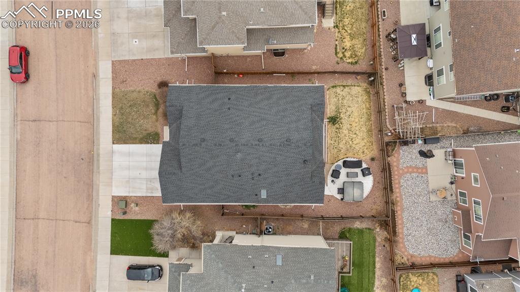 Image 40 of 41: Aerial view of community to include walking trails and playground area.