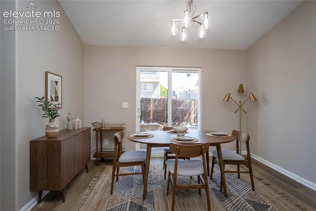 Image 16 of 39: Virtually Staged Dining Area - lots of room for family & friends!