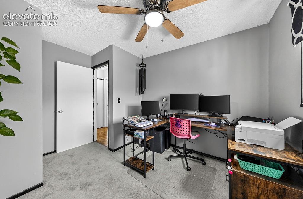 Image 30 of 44: Neutral gray painted walls with white trim and a textured ceiling
