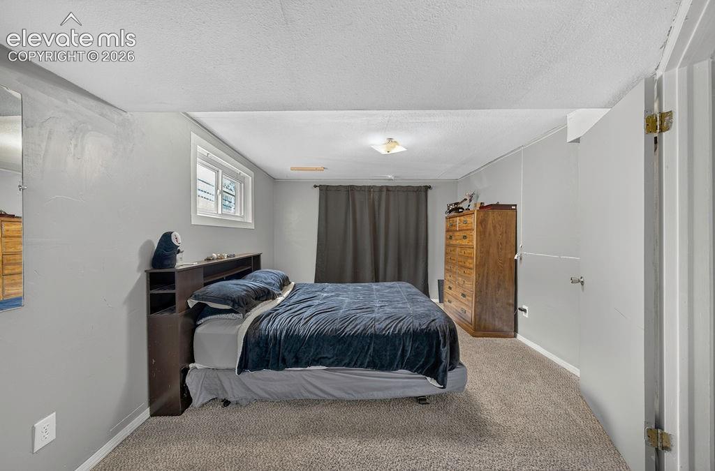Image 34 of 44: Carpeted room with light gray walls, a single window, and a flush mount cei