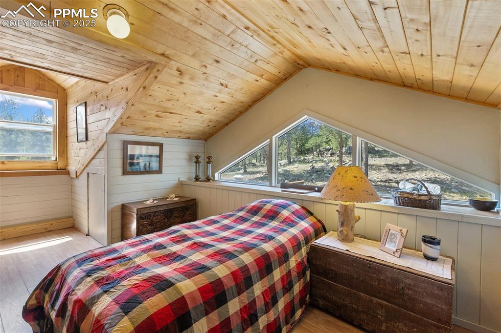 Image 38 of 50: Loft Bedroom with closets and eaves storage.