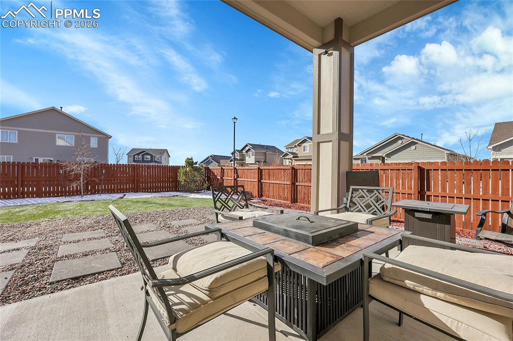 Image 32 of 42: Fantastic covered back patio wired for a hottub