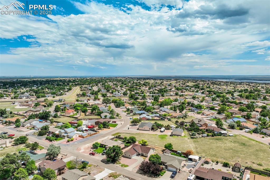 Image 38 of 42: Aerial perspective of suburban area