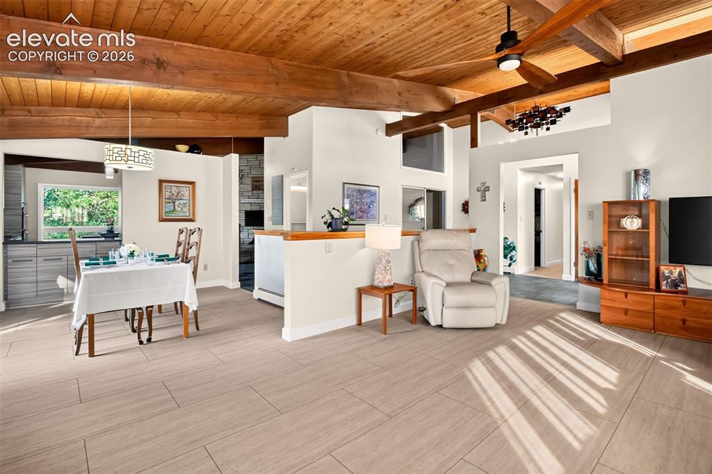 Image 9 of 49: Partial walls add to the openess of this mid century home