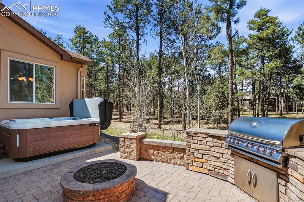 Image 39 of 45: Built in Gas BBQ Grill and Fire Pit