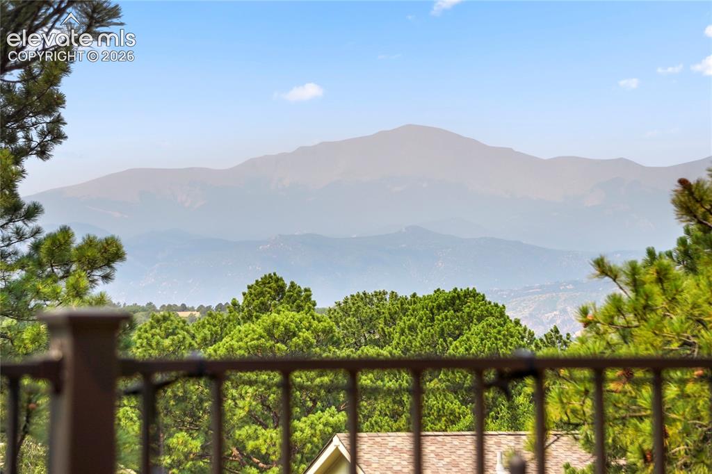 Image 15 of 39: Pikes Peak view from back of home.