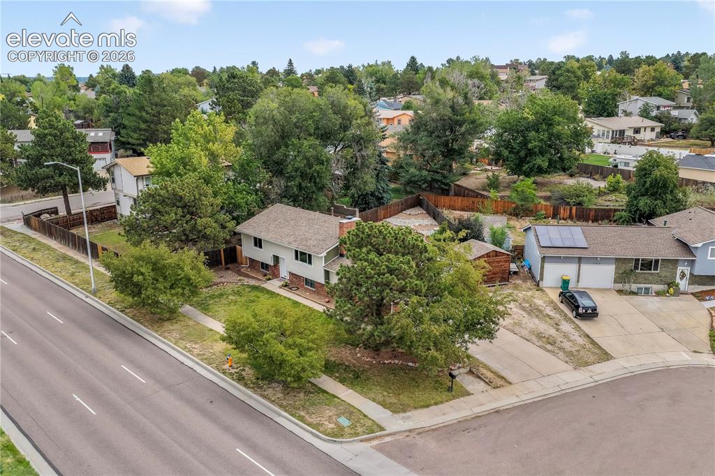 Image 5 of 50: Aerial view front of home