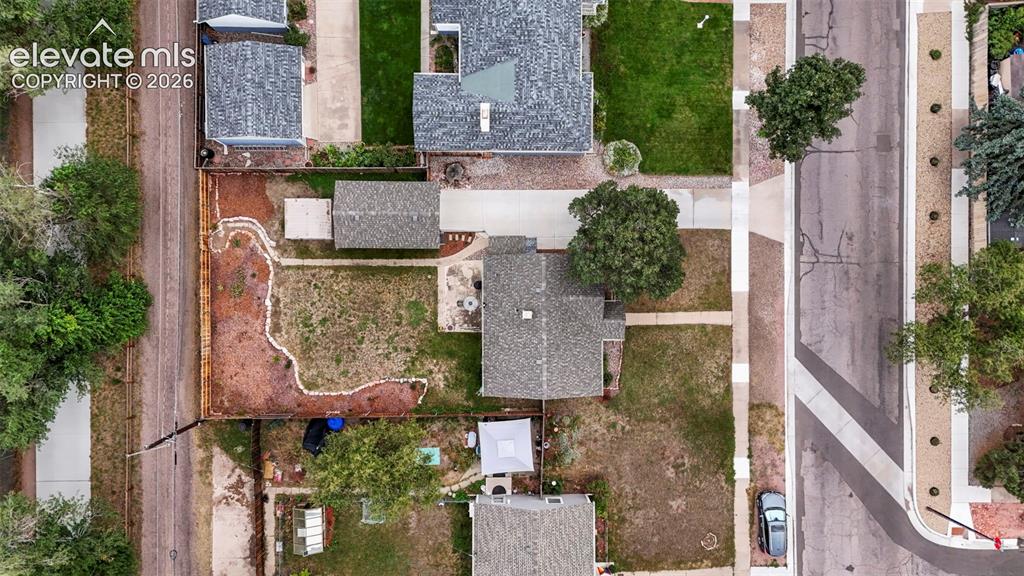 Image 20 of 23: Overhead aerial shows paved rear alley and proximity to trails