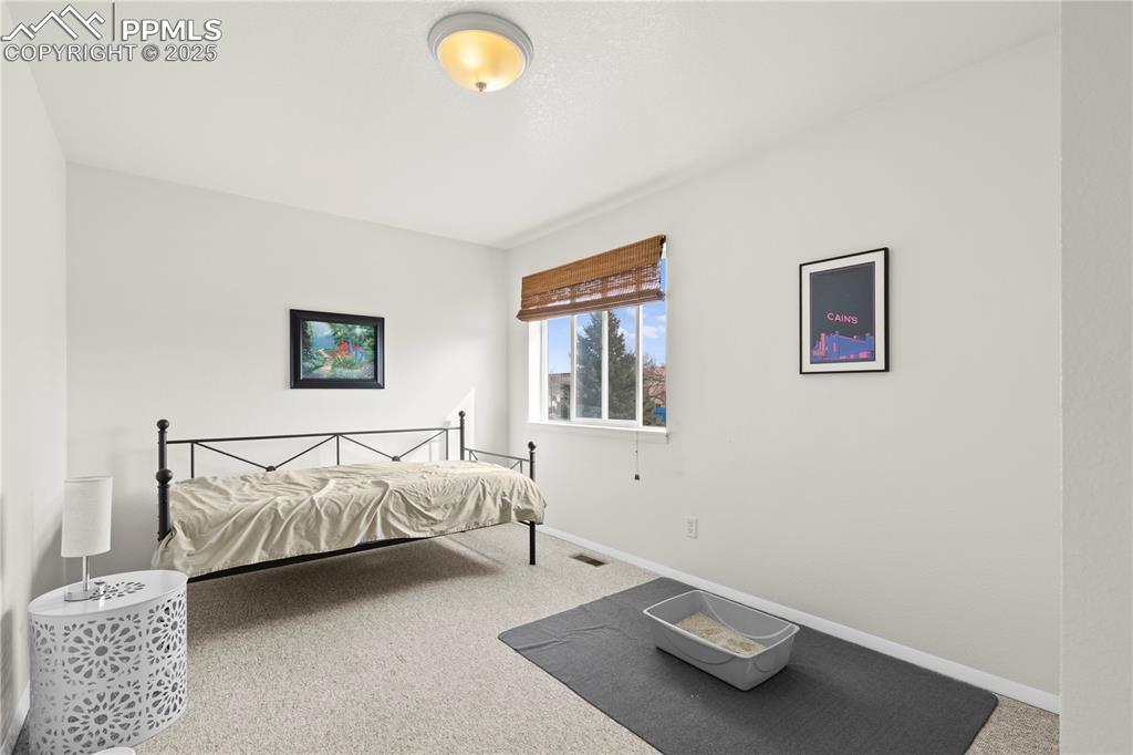 Image 20 of 40: Carpeted bedroom featuring visible vents and baseboards