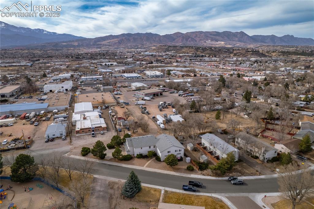 Image 27 of 40: Drone / aerial view featuring a mountain view
