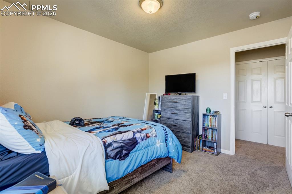 Image 30 of 50: Bright secondary bedroom with large window and peaceful views, creating a w