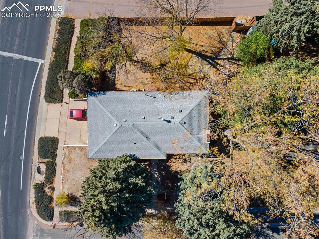 Image 43 of 49: Aerial view of property and surrounding area