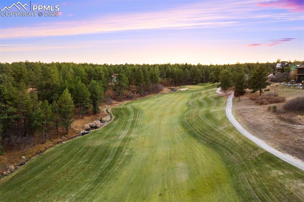 Image 40 of 41: Aerial view of the 8th green, just outside your backdoor! 
