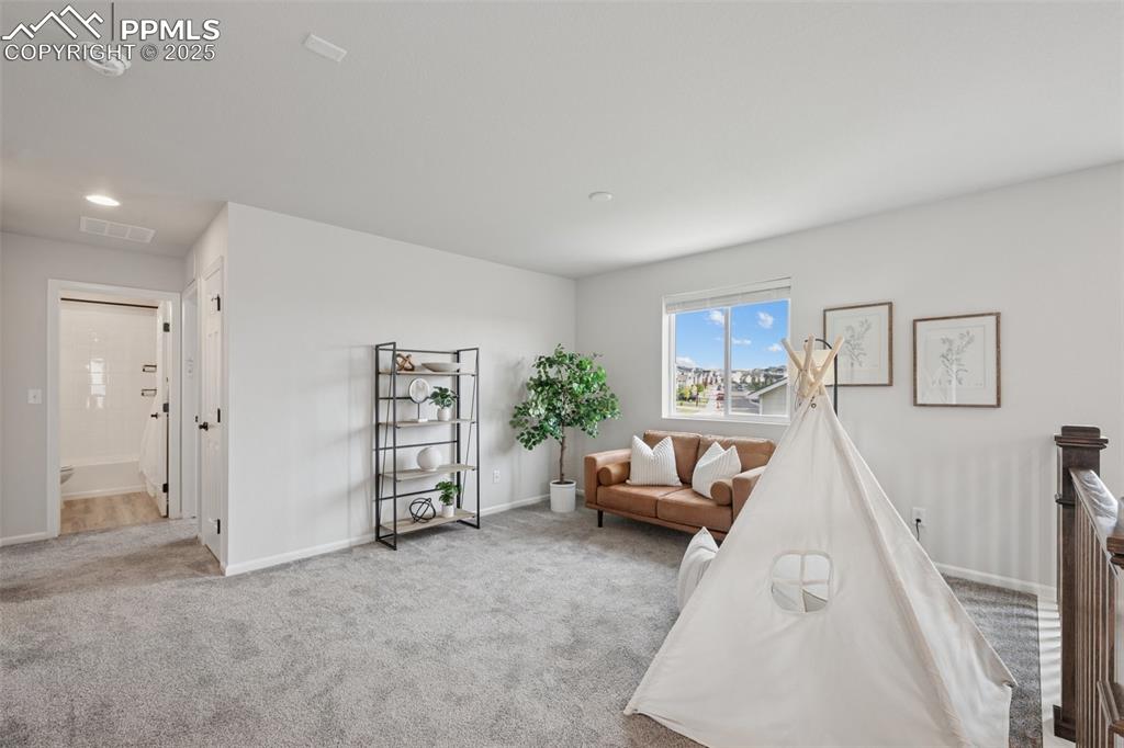 Image 15 of 30: Rec room featuring carpet