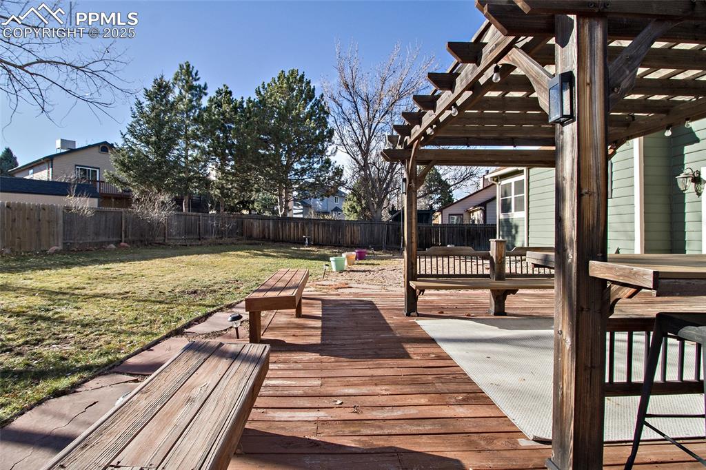 Image 7 of 43: Deck with a fenced backyard