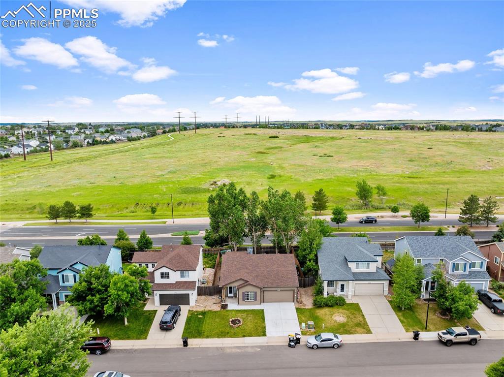 Image 28 of 44: Aerial perspective of suburban area