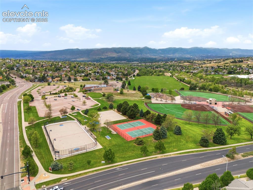 Image 39 of 45: Aerial perspective showcasing a residential neighborhood with diverse housi
