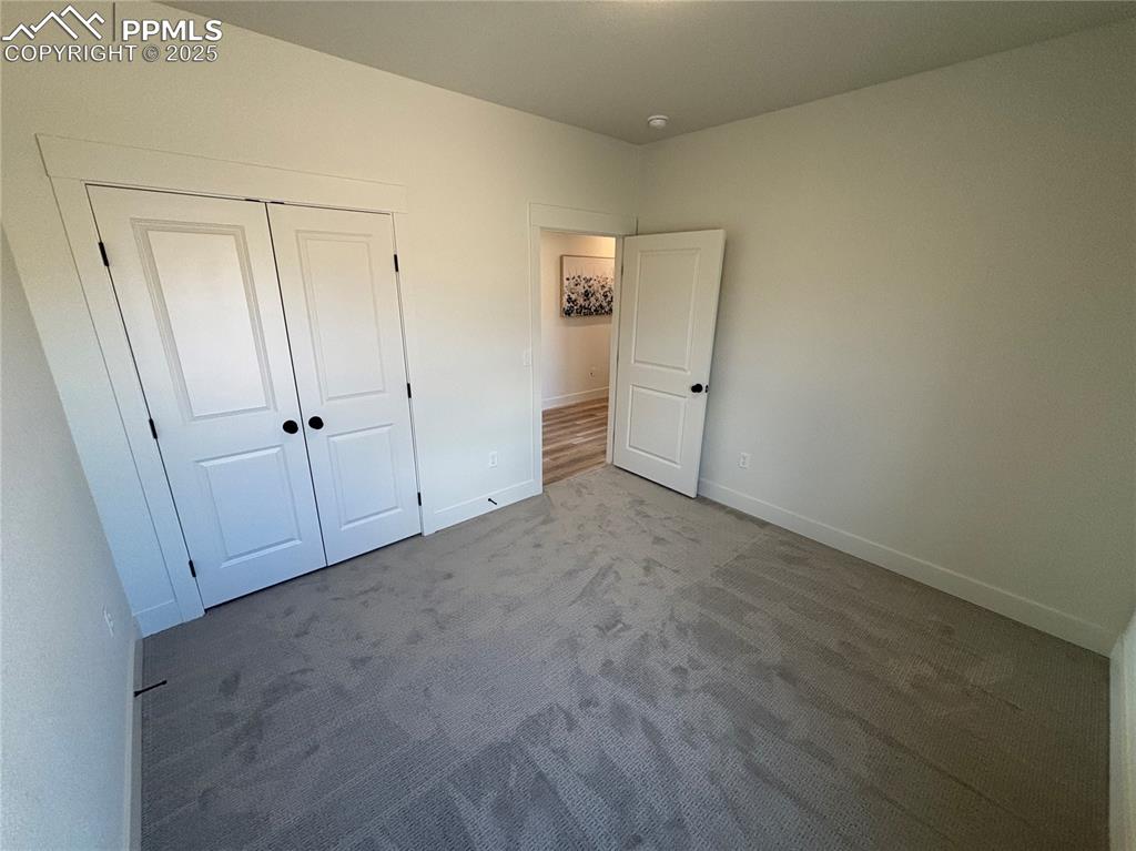 Image 13 of 19: Unfurnished bedroom with carpet floors and a closet