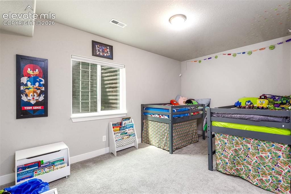 Image 29 of 43: Carpeted flooring, recessed window, and flush-mount ceiling light fixture