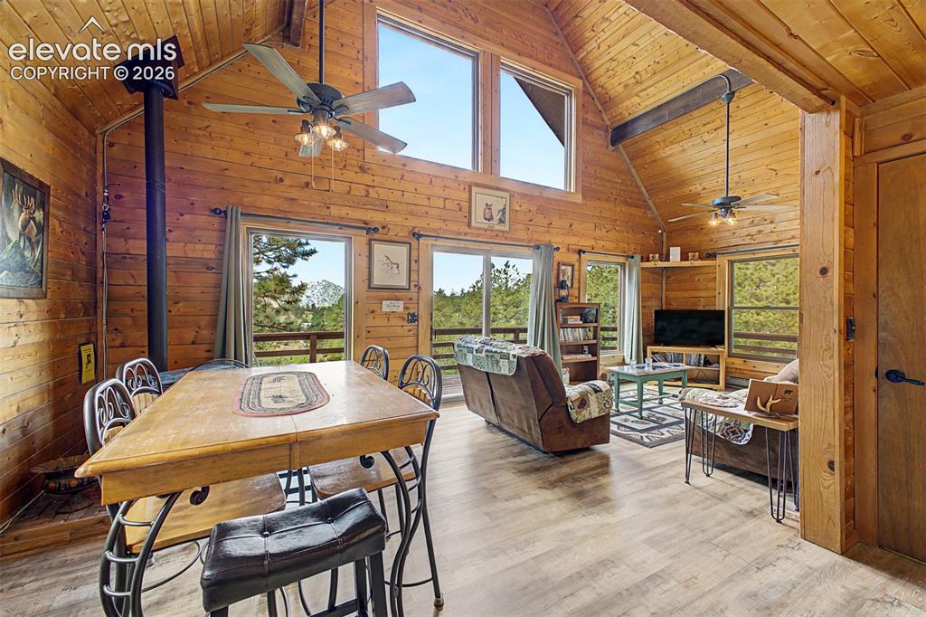 Image 20 of 50: Cozy log cabin feel and gas fireplace