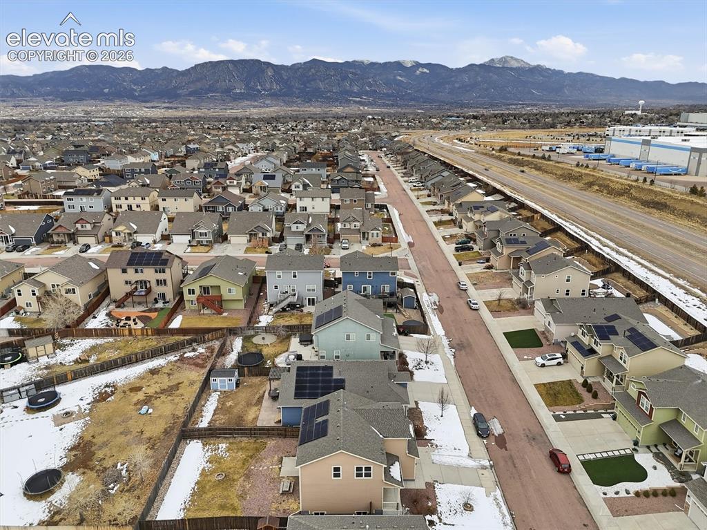 Image 45 of 45: Aerial perspective of a residential neighborhood with diverse architectural